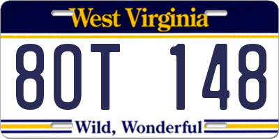 WV license plate 8OT148