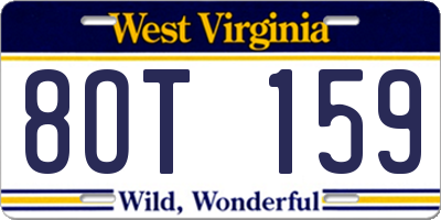 WV license plate 8OT159