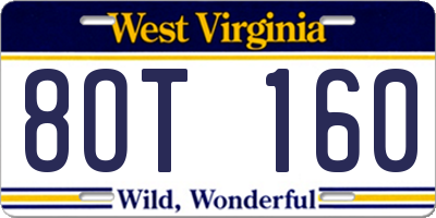 WV license plate 8OT160