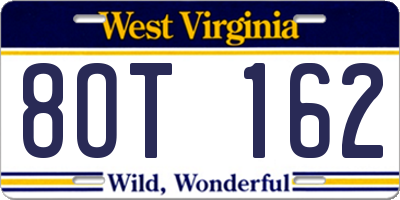 WV license plate 8OT162