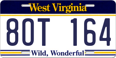 WV license plate 8OT164