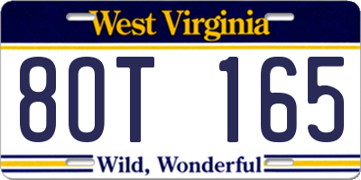 WV license plate 8OT165