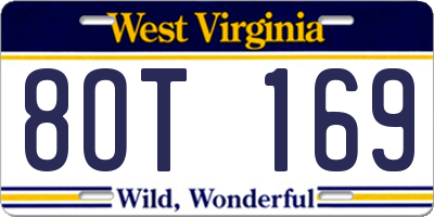 WV license plate 8OT169