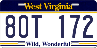 WV license plate 8OT172