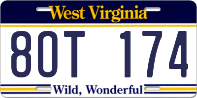 WV license plate 8OT174