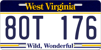 WV license plate 8OT176