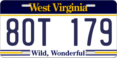 WV license plate 8OT179