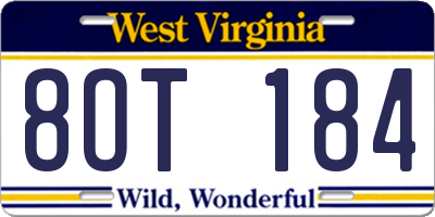 WV license plate 8OT184