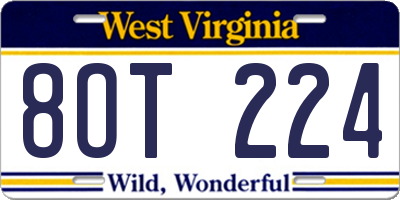 WV license plate 8OT224