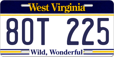 WV license plate 8OT225