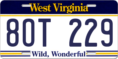 WV license plate 8OT229