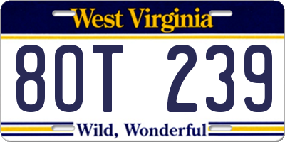 WV license plate 8OT239