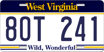 WV license plate 8OT241