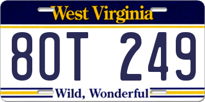 WV license plate 8OT249
