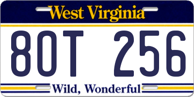 WV license plate 8OT256