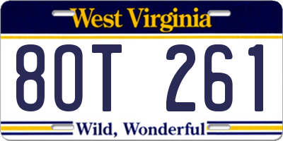 WV license plate 8OT261