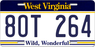 WV license plate 8OT264