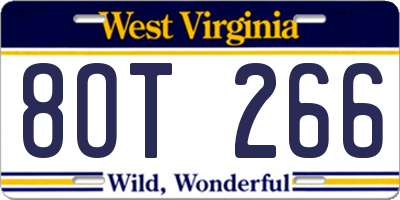 WV license plate 8OT266