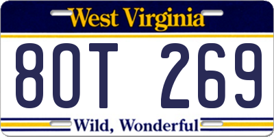 WV license plate 8OT269