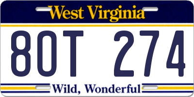 WV license plate 8OT274