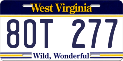 WV license plate 8OT277