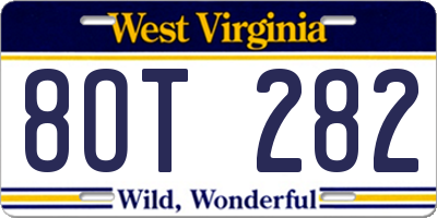 WV license plate 8OT282
