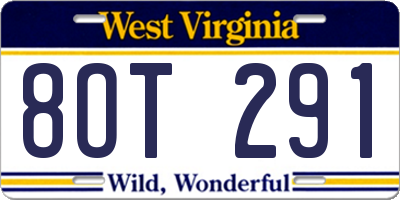 WV license plate 8OT291