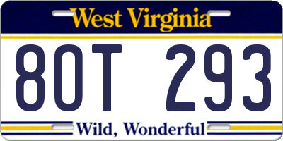 WV license plate 8OT293