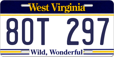 WV license plate 8OT297