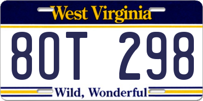 WV license plate 8OT298