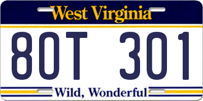 WV license plate 8OT301