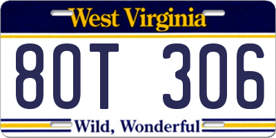 WV license plate 8OT306