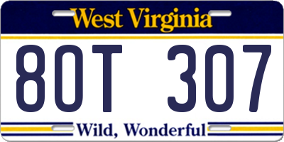 WV license plate 8OT307