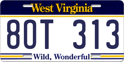 WV license plate 8OT313