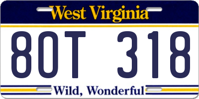 WV license plate 8OT318
