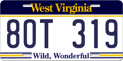 WV license plate 8OT319