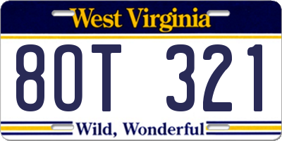 WV license plate 8OT321
