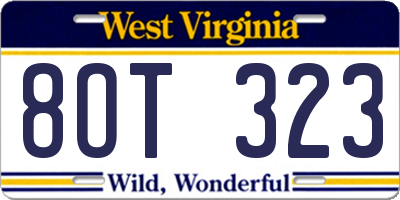 WV license plate 8OT323