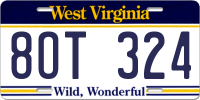 WV license plate 8OT324