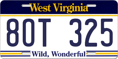 WV license plate 8OT325