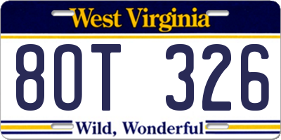 WV license plate 8OT326