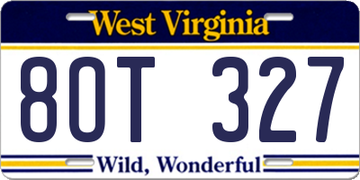 WV license plate 8OT327