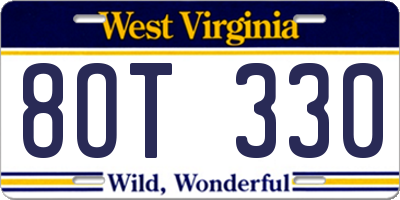 WV license plate 8OT330