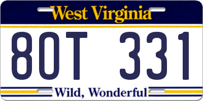 WV license plate 8OT331