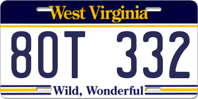 WV license plate 8OT332