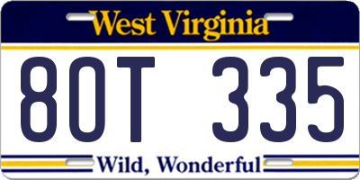 WV license plate 8OT335