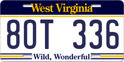 WV license plate 8OT336