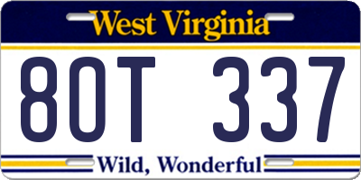 WV license plate 8OT337