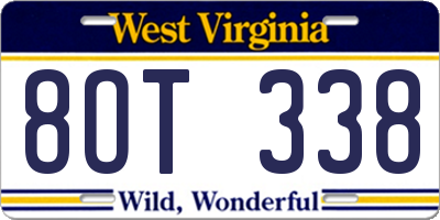 WV license plate 8OT338