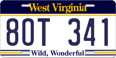 WV license plate 8OT341